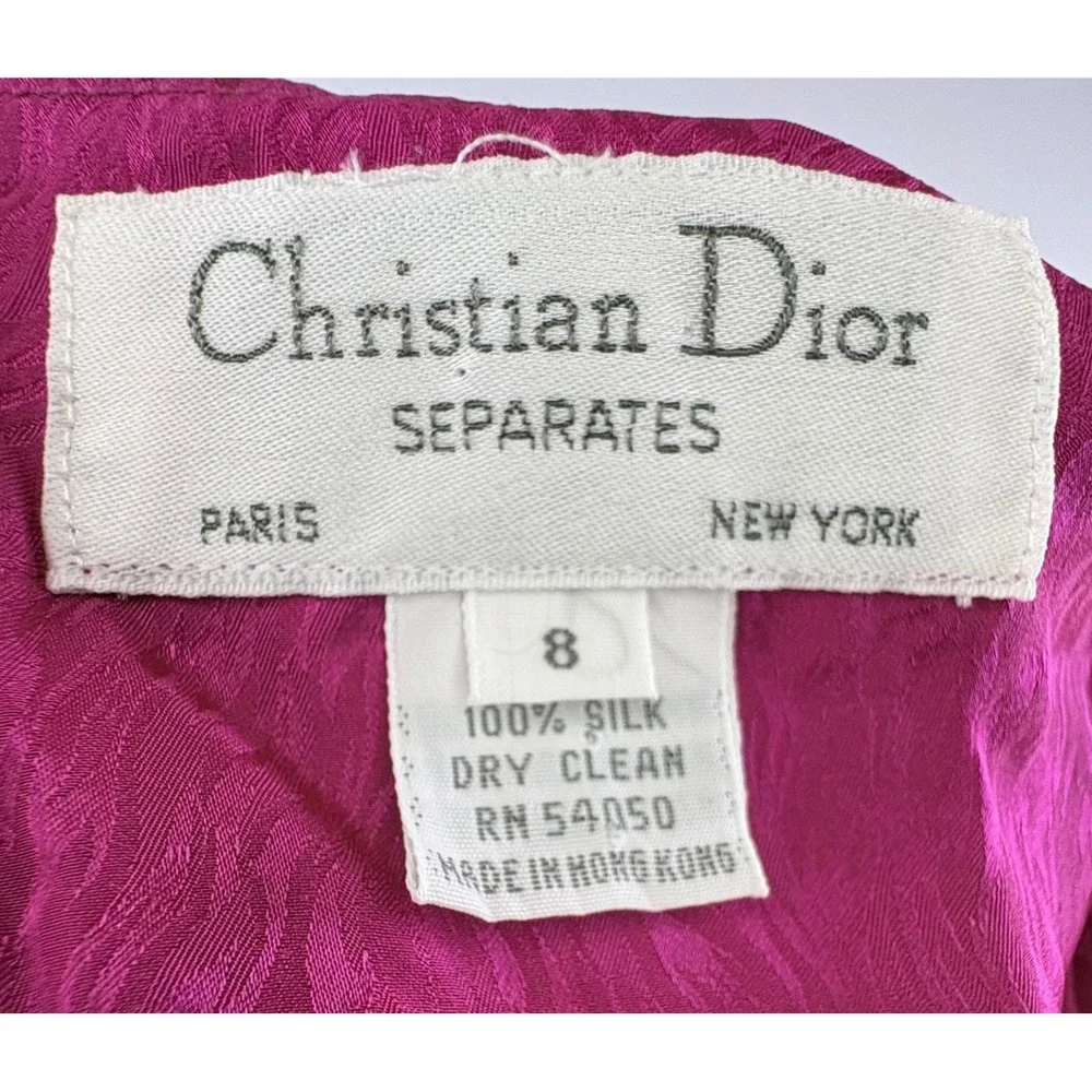 Vintage Christian Dior Separates Paris New York Silk Open Front Blazer 1980s Sz8